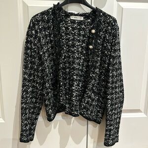 Zara tweed jacket with pearl buttons